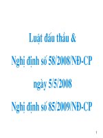 Bài giảng luật đấu thầu và nghị định số 852009NĐCP