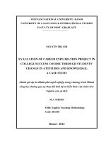 Evaluation of Career Exploration project in College Success course through students’ change in attitudes and knowledge A case study = Đánh giá dự án Khám phá ng