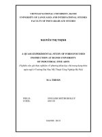 A quasi-experimental study of form-focused instruction at Hanoi University of Industrial Fine Arts = Nghiên cứu giả thực nghiệm về phương pháp dạy chú trọng dạn