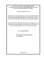 Designing an ESP reading syllabus for the students of the Tour-guiding program at Tourism Faculty, Quang Ninh College of Arts, Culture and Tourism Thiết kế chươ