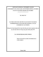 Factors affecting second-year students’ reading comprehension in English for Tourism at State Commercial No5 School = Những yếu tố ảnh hưởng đến việc đọc hiểu t