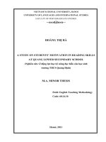 A study on students' motivation in reading skills at Quang Lower secondary school = Nghiên cứu về động lực học kỹ năng đọc hiểu của học sinh trường THCS Quảng Đ