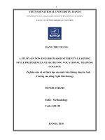 A study on non-English major student's learning style preferences at Hai Duong Vocational Training College = Nghiên cứu về sở thích học của sinh viên không chuy