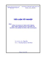 CÔNG tác QUẢN lý NHÀ nước TRONG THỰC HIỆN CHÍNH SÁCH ưu đãi đối với NGƯỜI và GIA ĐÌNH có CÔNG với CÁCH MẠNG
