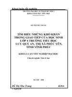 Tìm hiểu những khó khăn trong giao tiếp của học sinh lớp 4 trường Tiểu học Lưu Quý An, thị xã Phúc Yên, tỉnh Vĩnh Phúc_Khóa luận tốt nghiệp khoa GDTH