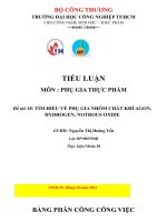 tìm hiểu về nhóm phụ gia chất khí gồm Agon, Hydrogen, Nitrous Oxide