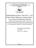 Thiết chỉnh một số hoạt động nói trong sách “Tiếng Anh 10” - cách để giảm bớt những khó khăn của học sinh trong việc học kỹ năng nói - một trường hợp ở trường T