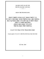 Phát triển năng lực nhận thức và tư duy cho học sinh thông qua hệ thống bài tập hóa học có liên quan đến thực tiễn và môi trường (phần hóa học vô cơ ở trung học