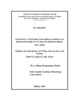 Students' attitudes towards learning to speak English at Ly Thai To high school = Nghiên cứu thái độ học nói Tiếng Anh của học sinh trường THPT Lý Thái Tổ, Bắc