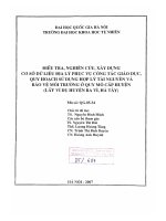 Điều tra, nghiên cứu, xây dựng cơ sở dữ liệu địa lý phục vụ công tác giáo dục, quy hoạch sử dụng hợp lý tài nguyên và bảo vệ môi trường ở quy mô cấp huyện  lấy ví dụ huyện Ba vì
