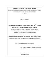 Teaching essay writing to the 10th form students at Nguyễn Mộng Tuân high school, Thanh Hóa province Dạy viết bài luận cho học sinh lớp 10 trường THPT Nguyễn Mộ
