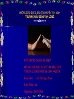 slide bài giảng BÉ BIẾT GÌ VỀ TÁC HẠI CỦA THUỐC LÁ VỚI SK CON NGƯỜI