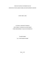 Cultural changes in marriage and funeral customs of San Diu people in Phu Binh District, Thai Nguyen Province = Những biến đổi văn hóa trong phong tục cưới xin 16202420150227