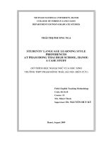 Students' language learning style preferences at Pham Hong Thai High School, Hanoi a case study = Sở thích học ngoại ngữ của sinh viên trường THPT Phạm Hồng Thá