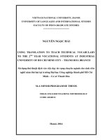 Sử dụng thủ thuật dịch vào việc dạy từ vựng chuyên ngành cho sinh viên nghề năm thứ hai tại trường Đại học Công nghiệp thành phố Hồ Chí Minh – Cơ sở Thanh Hóa