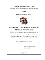 Students' evaluation of ESP coursebook in Faculty of Geography, Hanoi National University of Education = Đánh giá của sinh viên đối với giáo trình tiếng Anh chu