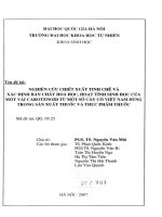 Nghiên cứu chiết xuất tinh chế và xác định bản chất hóa học, hoạt tính sinh học của một vài Carotenoid từ một số cây cỏ Việt Nam dùng trong sản xuất thuốc và thực phẩm thuốc
