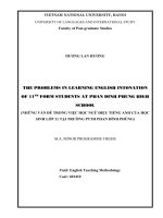 The problems in learning English intonation of 11th form students at Phan Dinh Phung High school = Những vấn đề trong việc học ngữ điệu tiếng Anh của học sinh l