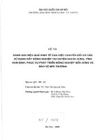 Đánh giá hiệu quả kinh tế của việc chuyển đổi cơ cấu sử dụng đất nông nghiệp tại huyện Nghĩa Hưng, tỉnh Nam Định, phục vụ phát triển nông nghiệp bền vững và bảo vệ môi trường