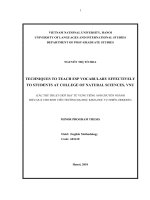 Techniques to teach ESP vocabulary effectively to students at College of Natural Sciences, VNU = Các thủ thuật giúp dạy từ vựng tiếng Anh chuyên ngành hiệu quả