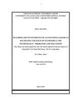 Teaching ESP to students of accounting major at Hai Duong College of Economics and Technology Dạy tiếng Anh chuyên ngành cho sinh viên chuyên ngành kế toán tại