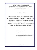 Reading strategies to improve reading comprehension of students at Thai Nguyen College of Economics and Technology = Chiến lược đọc nhằm cải thiện kỹ năng đọc h