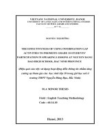 Hiệu quả của việc sử dụng hoạt động điền thông tin nhằm tăng cường sự tham gia của học sinh lớp 10 trong giờ học nói ở trường THPT Nguyễn Đăng Đạo, Bắc Ninh