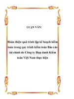 Hoàn thiện quá trình lập kế hoạch kiểm toán trong quy trình kiểm toán Báo cáo do công ty Hợp Danh thực hiện