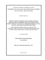 DIFFICULTIES IN TEACHING AND LEARNING ENGLISH LISTENING SKILLS EXPERIENCED BY TEACHERS AND 10th GRADE STUDENTS AT DƯƠNG TỰ MINH HIGH SCHOOL IN THAI NGUYEN, AND SOME SUGGESTED SOLUTIONS Những khó khăn trong việc dạy và học kỹ năng nghe Tiếng Anh của giáo v