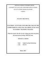 Teachers' attitudes toward the uses of the computers in language teaching at Ha Nam teachers' training college = Thái độ của giáo viên đối với việc sử dụng máy