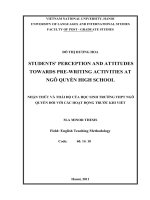 Students' perception and attitudes towards pre-writing activities at Ngo Quyen High school = Nhận thức và thái độ của học sinh trường THPT Ngô Quyền đối với các