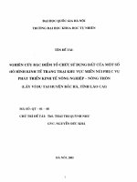 Nghiên cứu đặc điểm tổ chức sử dụng đất của một số mô hình kinh tế trang trại khu vực miền núi phục vụ phát triển kinh tế nông nghiệp - nông thôn  Lấy ví dụ tại huyện bắc hà ,tỉnh lào cai