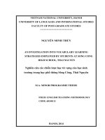 Nghiên cứu các chiến lược học từ vựng cảu học sinh trường THPT Sông Công- Thái Nguyên = An investigationinto vobulary learning strategiesemployed by students at