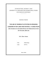 The use of warm-up activities in speaking lessons in Yen Lang High School a case study = Việc sử dụng các hoạt động tiền dạy nói trong giờ dạy nói ở THPT Yên Lã