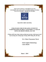 Strategies for increasing students' participation in oral activities, Hanoi = Những chiến lược tăng cường sự tham gia của học sinh trong các giờ học kỹ năng nói