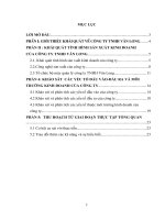 KHẢO SÁT  CÁC YẾU TỐ ĐẦU VÀO-ĐẦU RA VÀ MÔI TRƯỜNG KINH DOANH CỦA CÔNG TY TNHH VÂN LONG