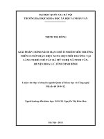 Giải pháp chính sách hạn chế ô nhiễm môi trường trên cơ sở nhận diện xung đột môi trường tại làng nghề chế tác đá mỹ nghệ xã Ninh Vân, huyện Hoa Lư, tỉnh Ninh Bình