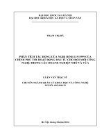 Phân tích tác động của Nghị định 119 1999 của Thủ tướng Chính phủ tới hoạt động đầu tư cho đổi mới công nghệ trong các doanh nghiệp nhỏ và vừa