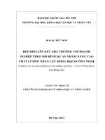 Đổi mới liên kết nhà trường với doanh nghiệp theo mô hình dự án nhằm nâng cao chất lượng nhân lực Khoa học và Công nghệ ( Nghiên cứu tại trường Đại học Lâm nghi145938.PDF