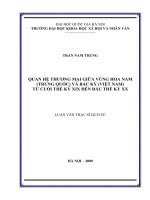 Quan hệ thương mại giữa vùng Hoa Nam ( Trung Quốc ) và Bắc Kỳ ( Việt Nam ) từ cuối thế kỷ XIX đến đầu thế kỷ XX