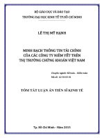 Minh bạch thông tin tài chính của các công ty niêm yết trên thị trường chứng khoán Việt Nam (tóm tắt )