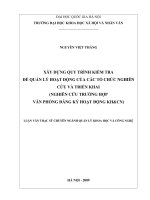 Xây dựng quy trình kiểm tra để quản lý hoạt động của tổ chức nghiên cứu và triển khai (nghiên cứu trường hợp Văn phòng đăng ký hoạt động KH&CN