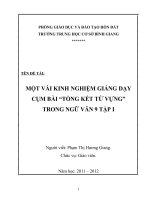 SKKN MỘT VÀI KINH NGHIỆM GIẢNG DẠY CỤM BÀI “TỔNG KẾT TỪ VỰNG” TRONG NGỮ VĂN 9 TẬP I