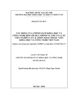Tác động của chính sách khoa học và công nghệ đối với quá trình tự chủ của các viện nghiên cứu và triển khai thuộc Viện Khoa học và công nghệ Việt Nam