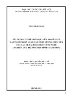Xây dựng cơ chế phối hợp giữa nghiên cứu và ứng dụng để nâng cao chất lượng, hiệu quả của các đề tài khoa học và công nghệ ( Nghiên cứu trường hợp tỉnh Thanh Hóa