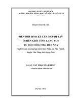 Biến đổi sinh kế của người Tày ở biên giới tỉnh Lạng Sơn từ đổi mới (1986) đến nay (nghiên cứu trường hợp thôn Bản Thẩu, xã Tân Thanh, huyện Văn Lãng, tỉnh Lạng sơn