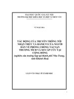 Tác động của truyền thông tới nhận thức và hành vi của người dân về phòng chống tai nạn thương tích và sơ cấp cứu tại cộng đồng (nghiên cứu trường hợp tại thành