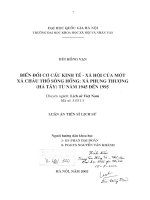 Biến đổi cơ cấu kinh tế - xã hội của một xã châu thổ sông Hồng  Xã Phụng Thượng (Hà Tây) từ năm 1945 đến 1995