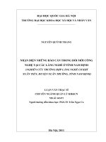 Nhận diện những rào cản trong đổi mới công nghệ các làng nghề ở Tỉnh Nam Định ( nghiên cứu trường hợp Làng nghề cơ khí Xuân Tiến, Huyện Xuân Trường, Tỉnh Nam Định