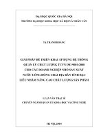 Giải pháp để triển khai áp dụng hệ thống quản lý chất lượng TCVN ISO 9001 2008 cho các doanh nghiệp nhỏ sản xuất nước uống đóng chai địa bàn tỉnh Bạc Liêu nhằm